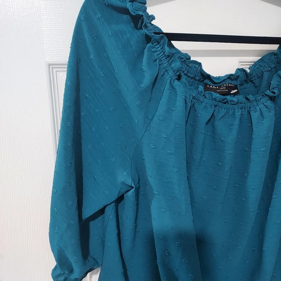 NWOT Lane Bryant Ink Blue 3/4 Sleeve Off The Shoulder Control Blouse Size 18/20 - Picture 4 of 9